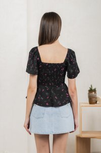Freesia Ribbon Printed Sweetheart Top