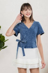 Foster Denim Faux Wrap Top