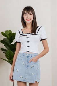 Cozy Coquette Ribbed Crop Top In White