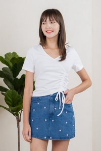 Ren Ruched Cotton Top In White