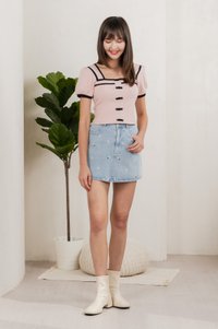 Cozy Coquette Ribbed Crop Top In Pink (XS)