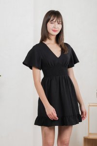 Sonnet Smocked Empire Waist Dress In Black (XS)