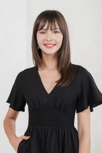 Sonnet Smocked Empire Waist Dress In Black (XS)