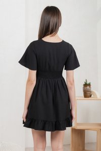Sonnet Smocked Empire Waist Dress In Black (XS)