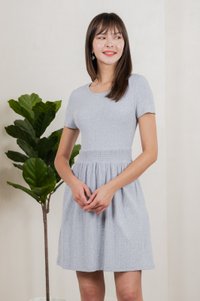 Whisper Smocked Waist Cotton Dress In Grey (XXL)