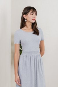 Whisper Smocked Waist Cotton Dress In Grey (XXL)