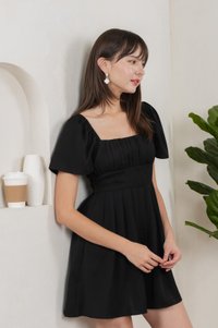 Regine Ruched Pleated Dress Romper In Black