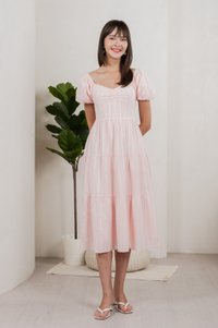 Maple Sweetheart Textured Midi Dress In Pink (XS)