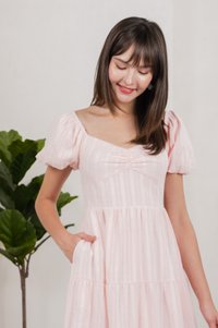 Maple Sweetheart Textured Midi Dress In Pink (XS)