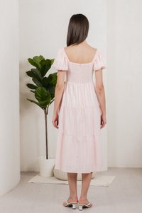Maple Sweetheart Textured Midi Dress In Pink (XS)