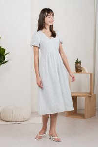 Camelia Floral Empire Waist Midi Dress(XL)