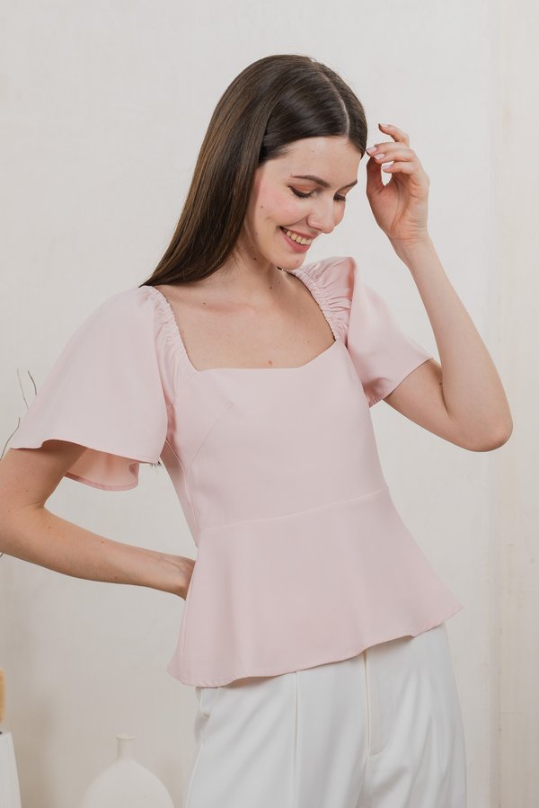 Prudence Flare Sleeve Top In Light Pink (XS)