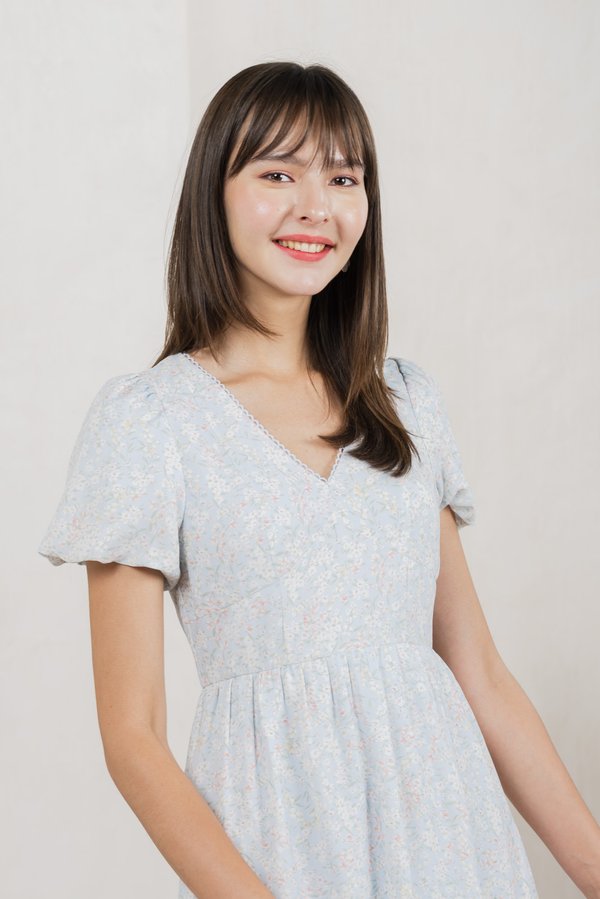 Camelia Floral Empire Waist Midi Dress(XL)