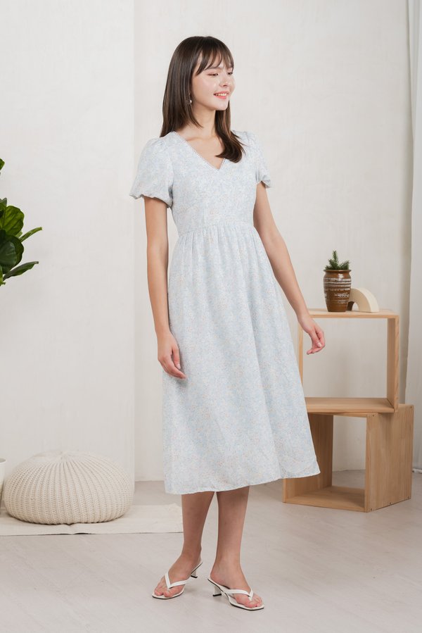 Camelia Floral Empire Waist Midi Dress(XL)