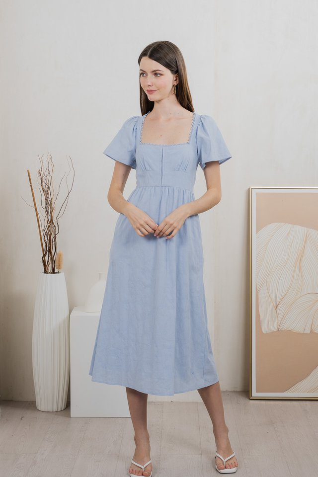 Tae Broderie Maxi Dress In Powder Blue
