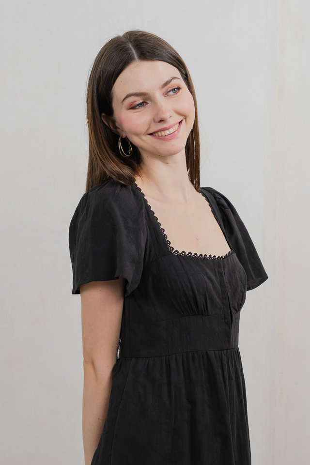 Tae Broderie Maxi Dress In Black