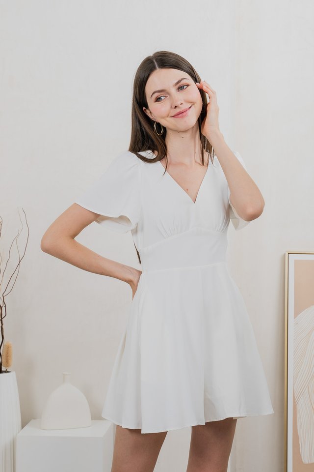 Denby Empire Waist Romper In White