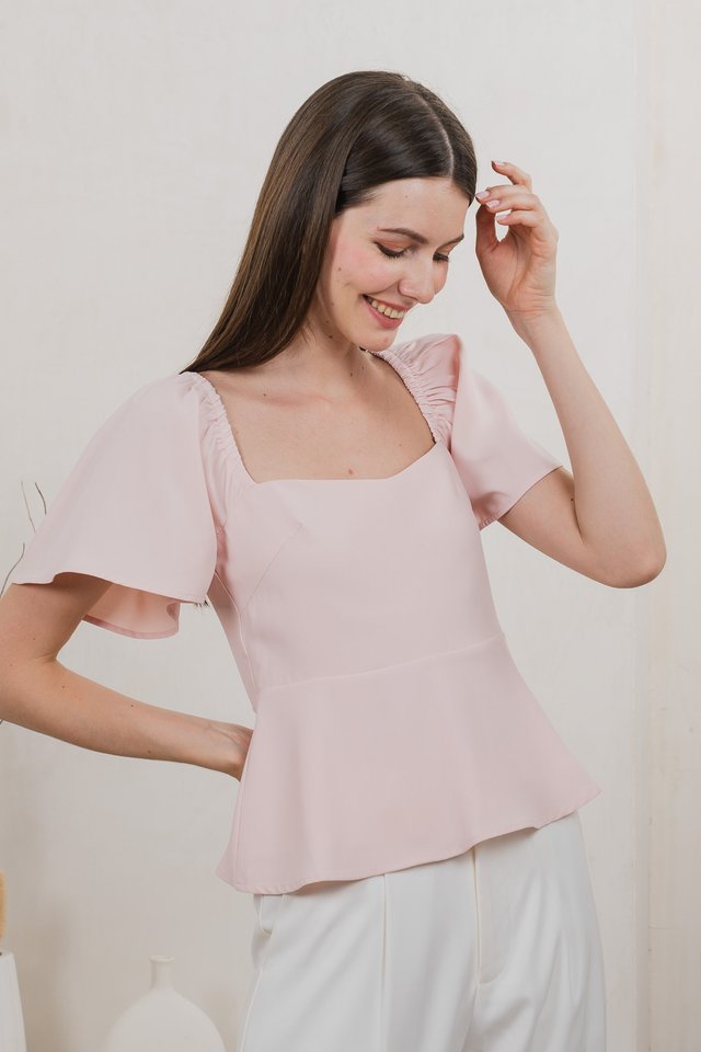 Prudence Flare Sleeve Top In Light Pink