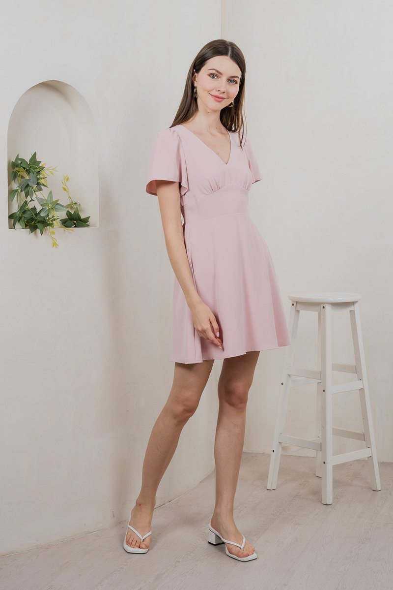 Kalisee Empire Waist Dress In Pink (L)
