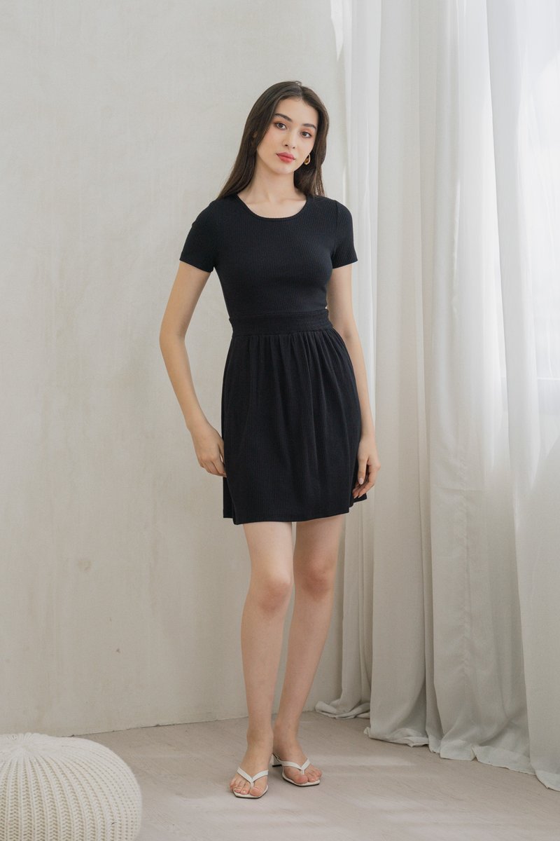Whisper Smocked Waist Cotton Dress In Black (XS)