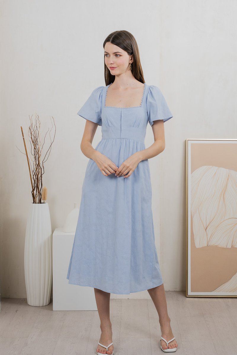 Tae Broderie Maxi Dress In Powder Blue