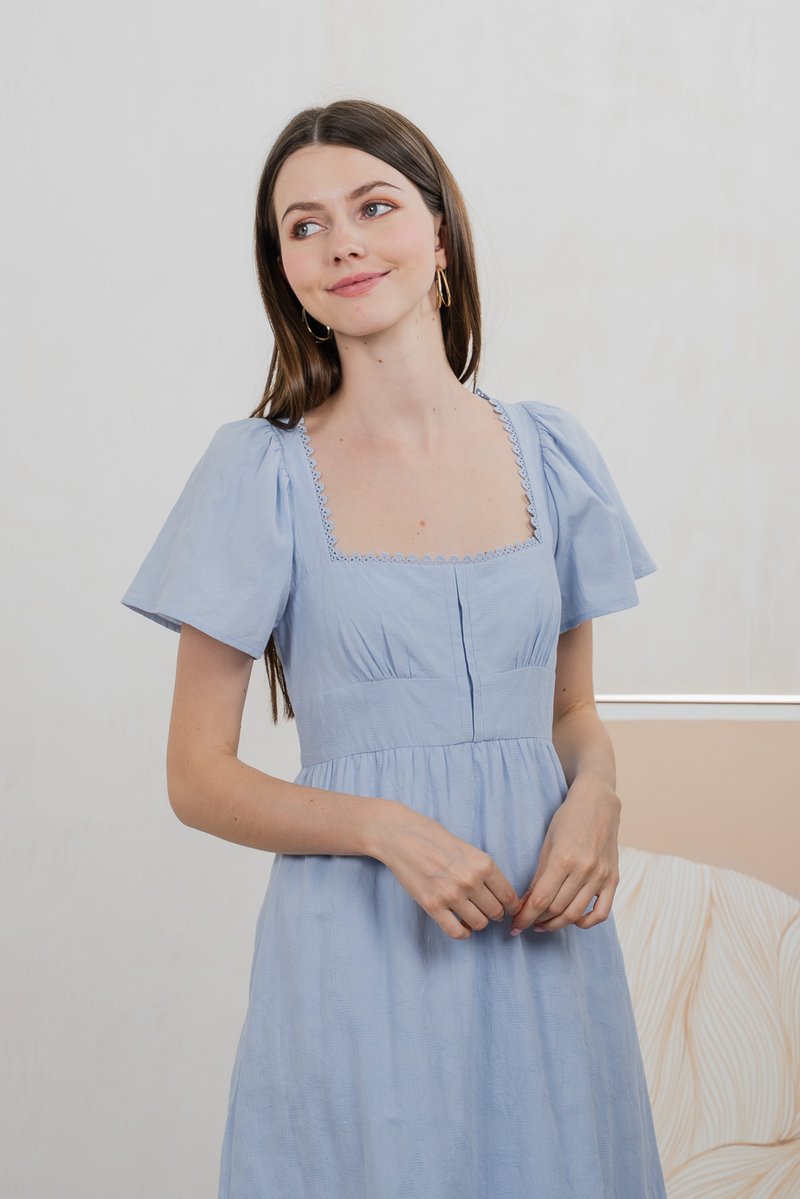 Tae Broderie Maxi Dress In Powder Blue
