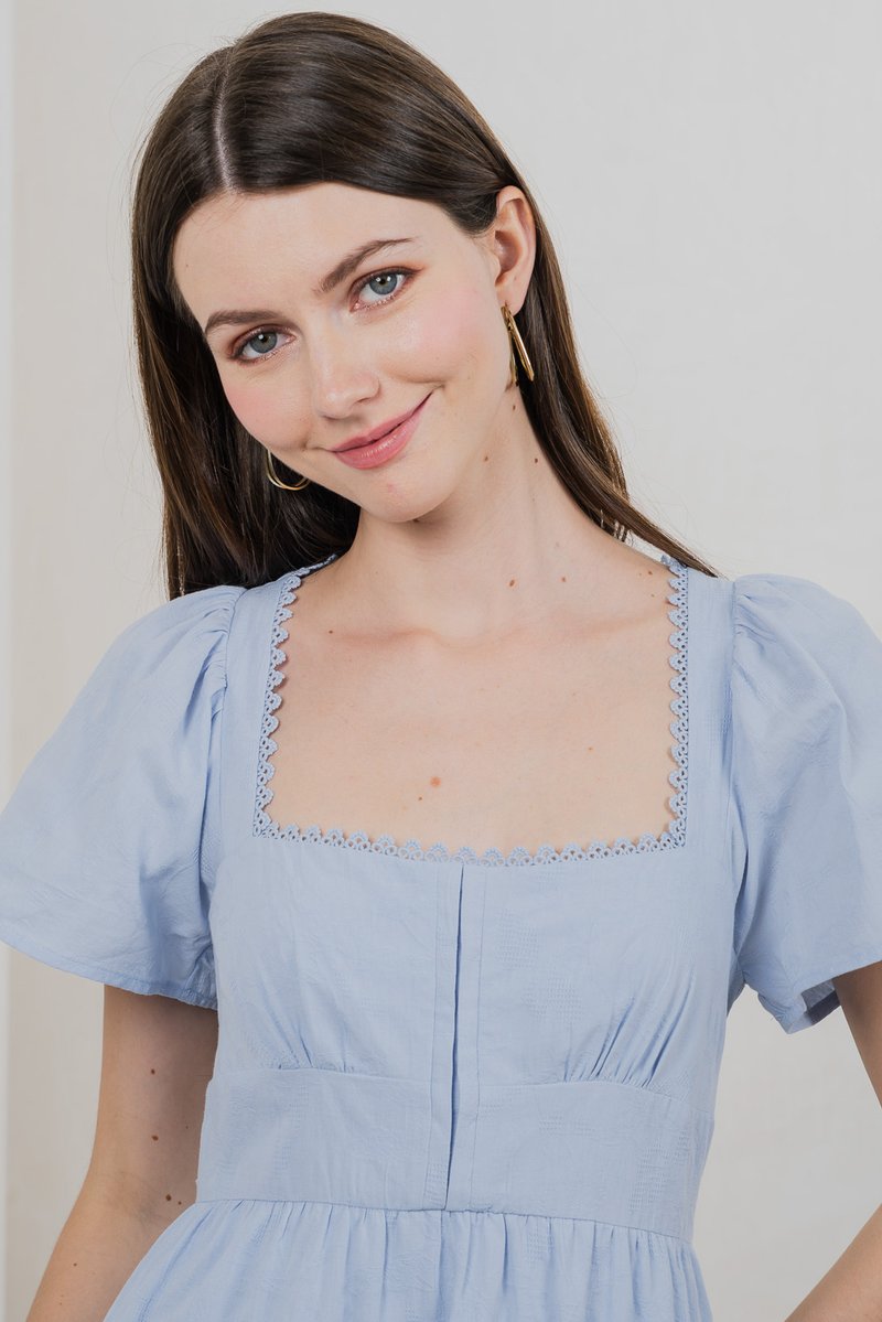 Tae Broderie Maxi Dress In Powder Blue