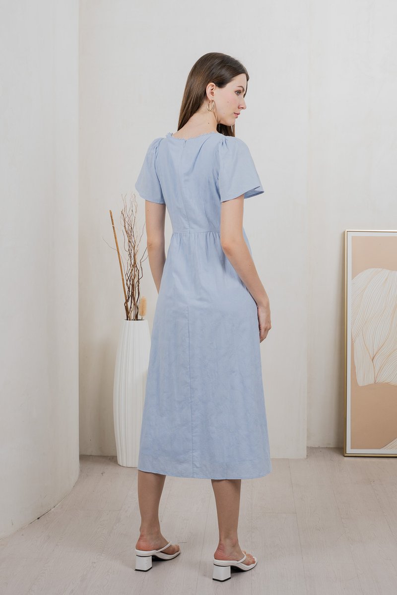 Tae Broderie Maxi Dress In Powder Blue