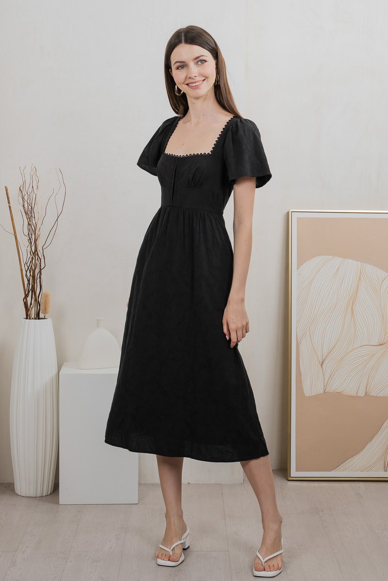 Tae Broderie Maxi Dress In Black