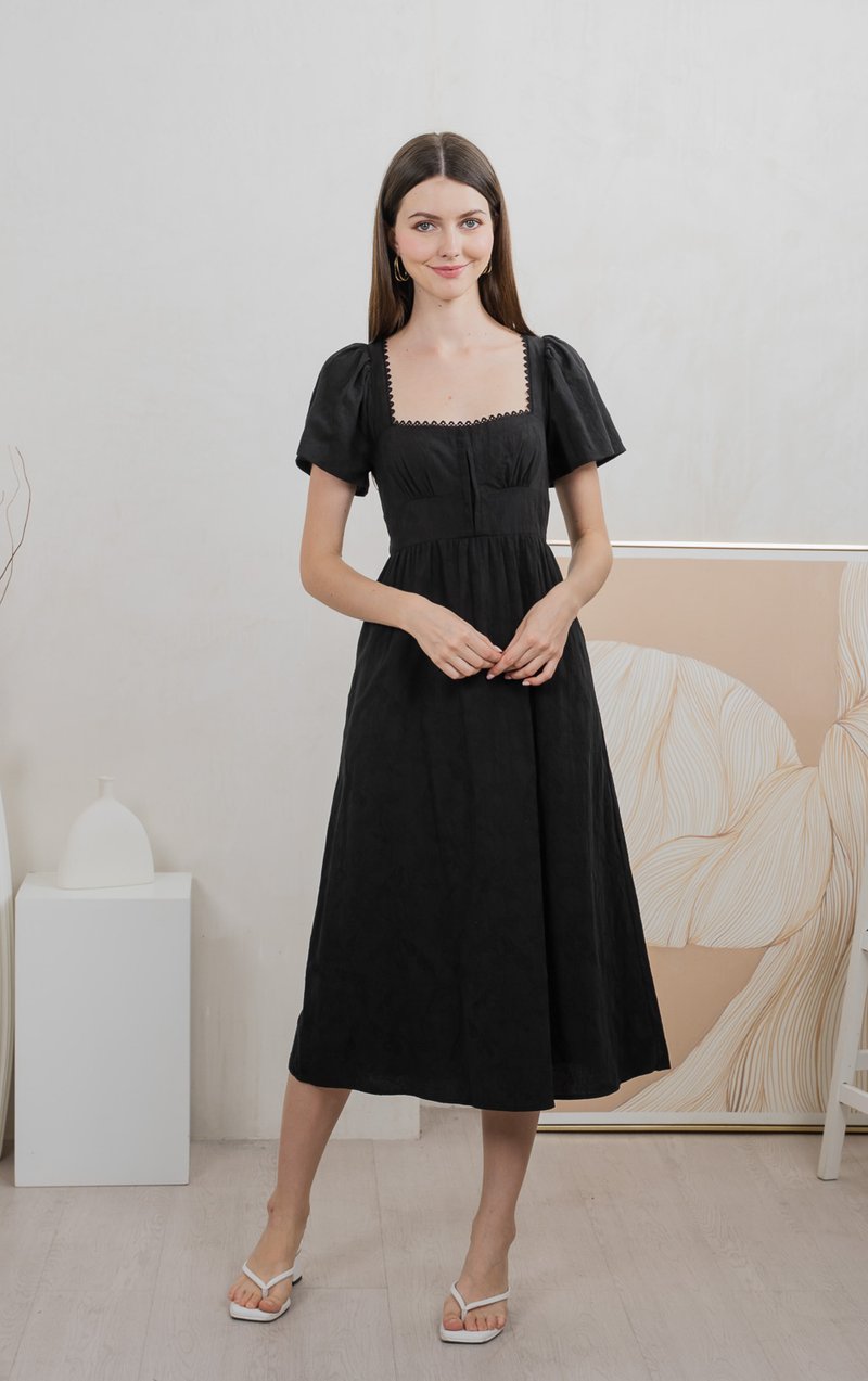 Tae Broderie Maxi Dress In Black