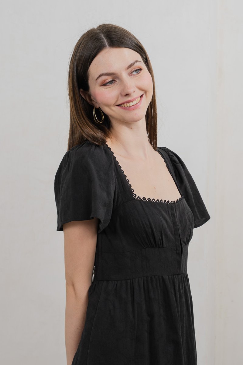 Tae Broderie Maxi Dress In Black