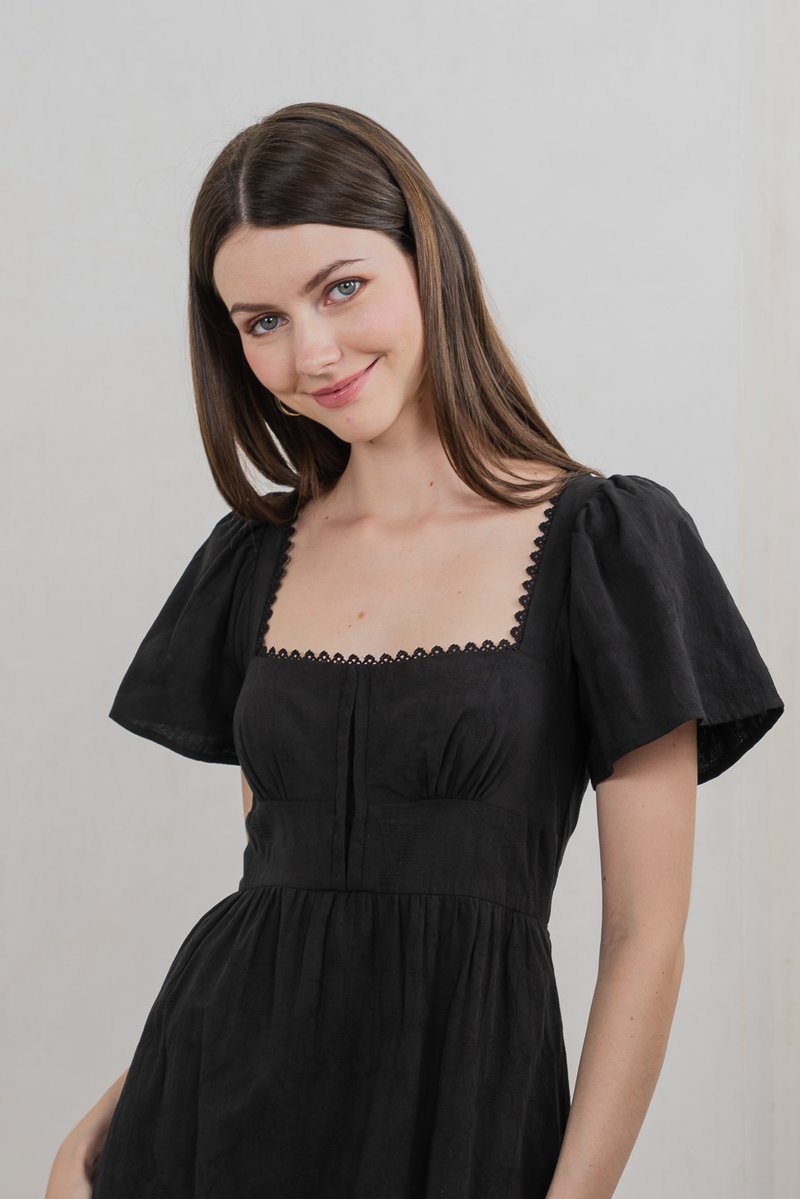 Tae Broderie Maxi Dress In Black
