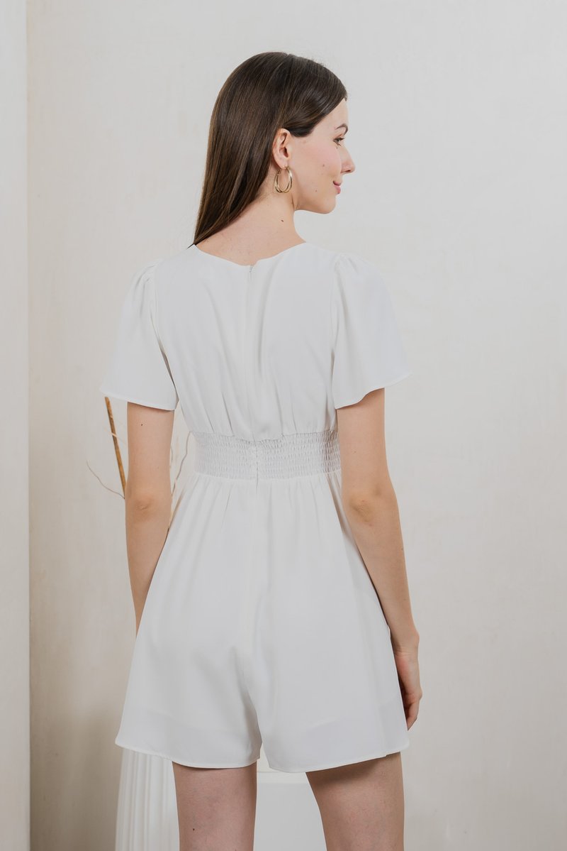Denby Empire Waist Romper In White