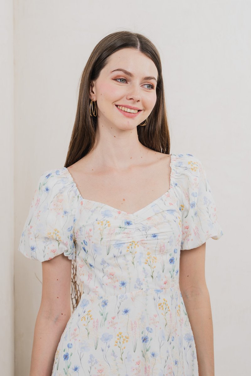 Symphony Floral Sweetheart Midi Dress (XS)