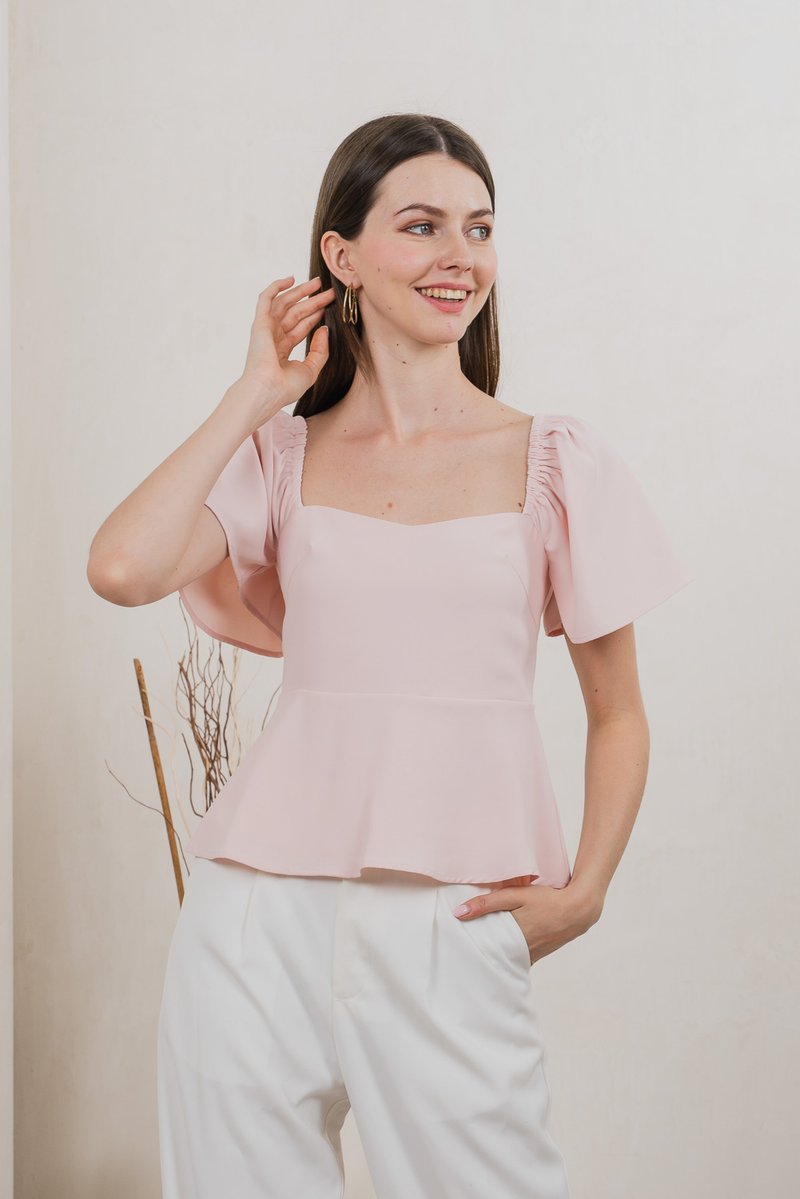 Prudence Flare Sleeve Top In Light Pink (XS)