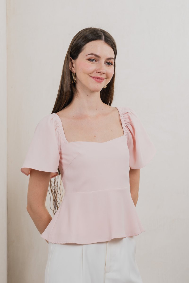 Prudence Flare Sleeve Top In Light Pink (XS)