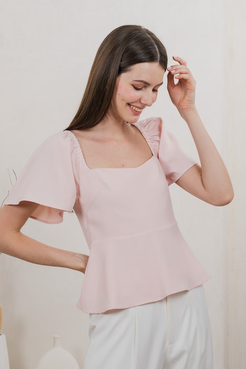 Prudence Flare Sleeve Top In Light Pink (XS)