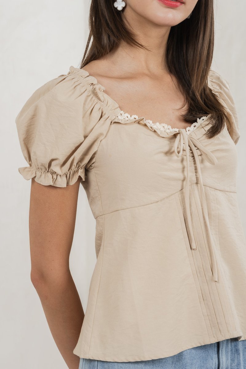 Phaedra Pintuck Ribbon Top In Sand