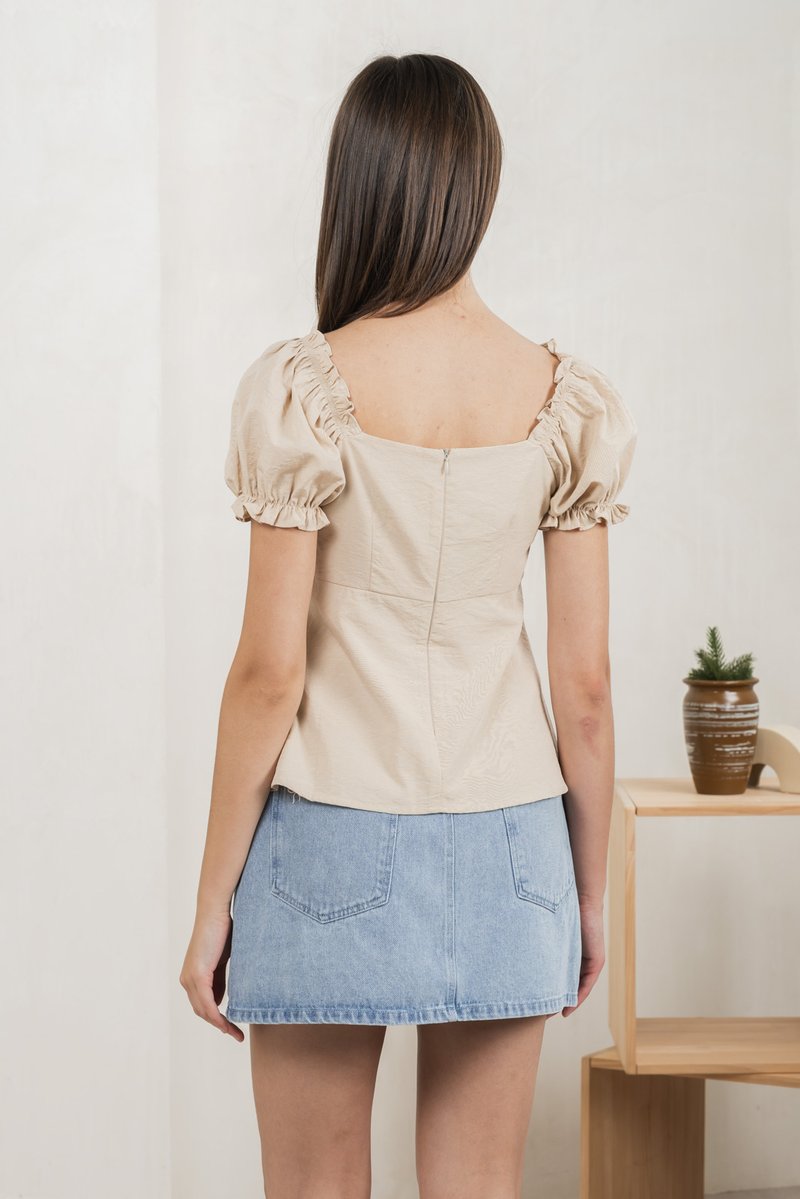 Phaedra Pintuck Ribbon Top In Sand