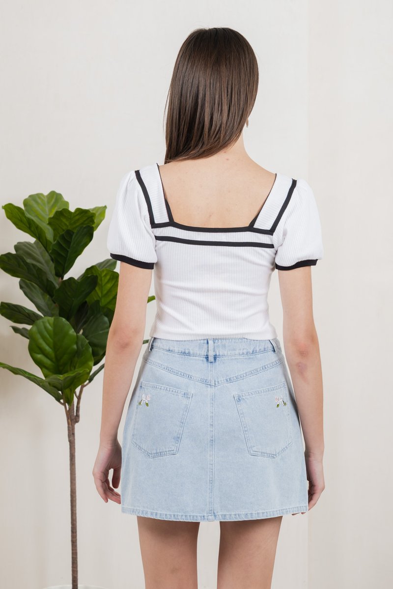 Cozy Coquette Ribbed Crop Top In White