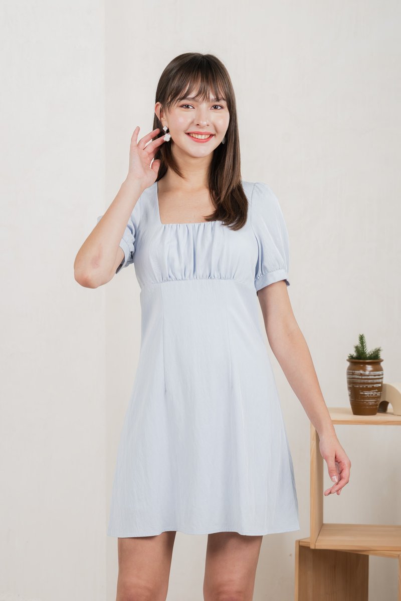 Winslet Ruched Dress In Blue