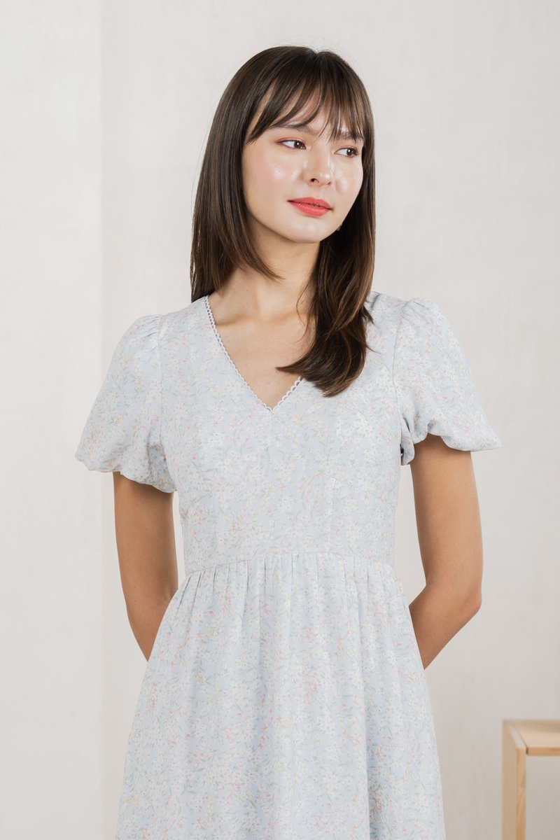 Camelia Floral Empire Waist Midi Dress(XL)