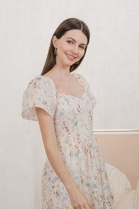 Autumn Garden Eyelet Midi Dress In Peach (XXL)