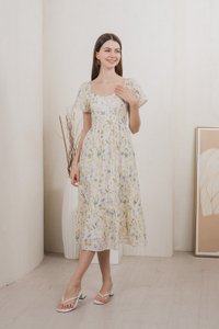 Autumn Garden Eyelet Midi Dress In Lavender