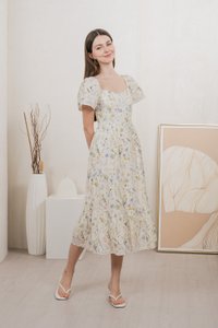 Autumn Garden Eyelet Midi Dress In Lavender