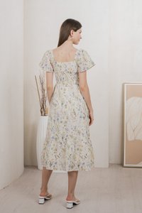 Autumn Garden Eyelet Midi Dress In Lavender