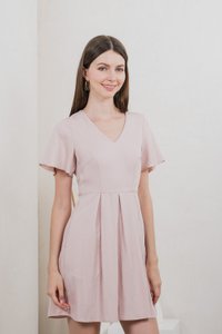 Milica Pleated Sleeve Dress In Pink