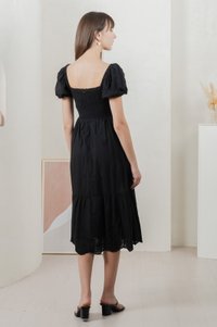 Enchant Embroidered Empire Midi Dress In Black