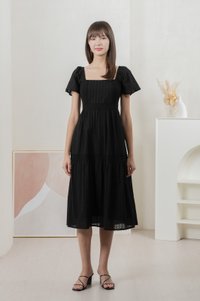 Saskia Crochet Midi Dress In Black (XS)