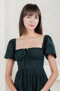 Brilliant Broderie Ribbon Midi Dress In Emerald